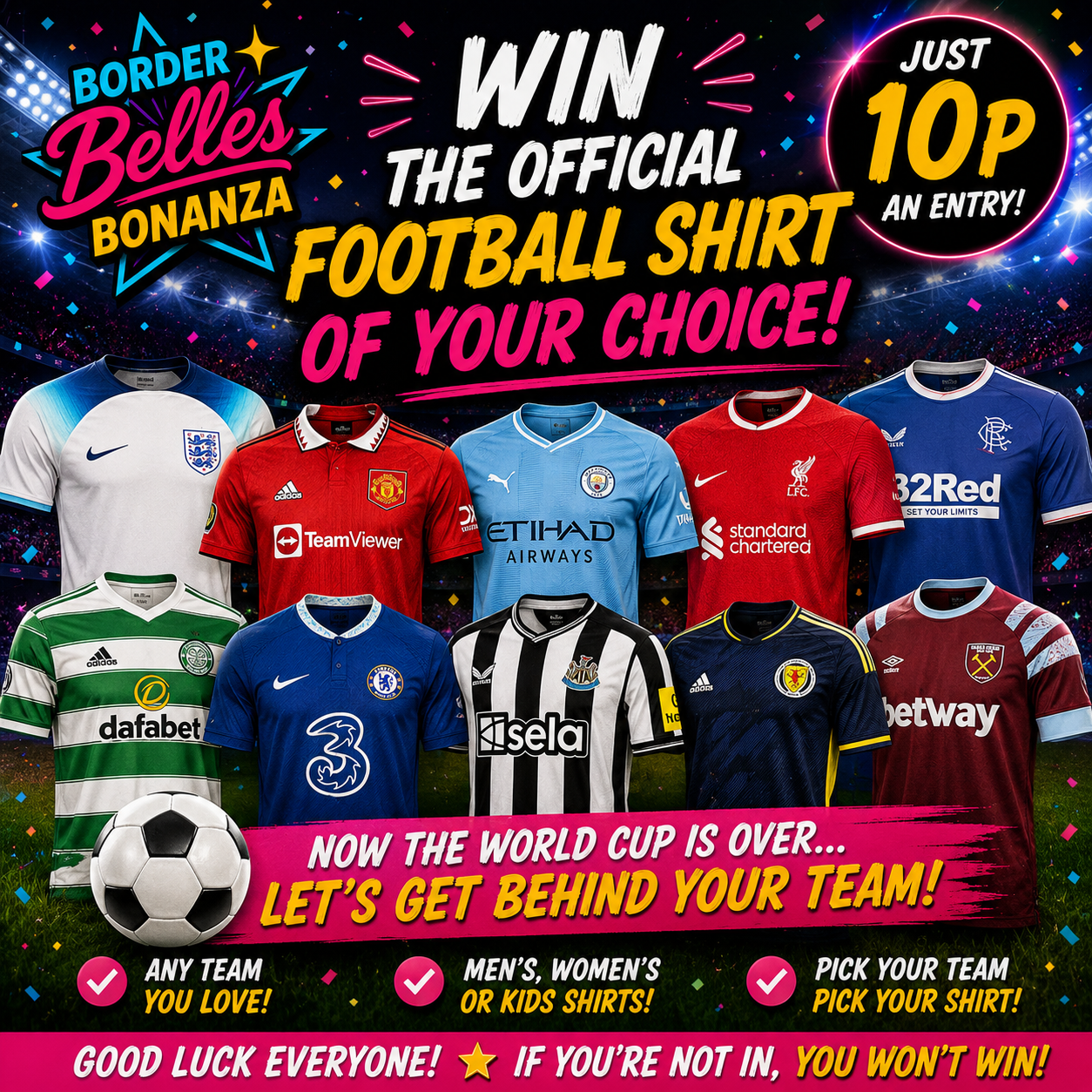 Win the Official Football Shirt of your choice.